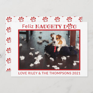 Cartes Pour Fêtes Annuelles Feliz Naughty Chig Red Paws Horizontal Animal Phot