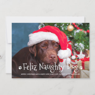 Cartes Pour Fêtes Annuelles Feliz Naughty Dog Funny Personnalisé Animaux de co