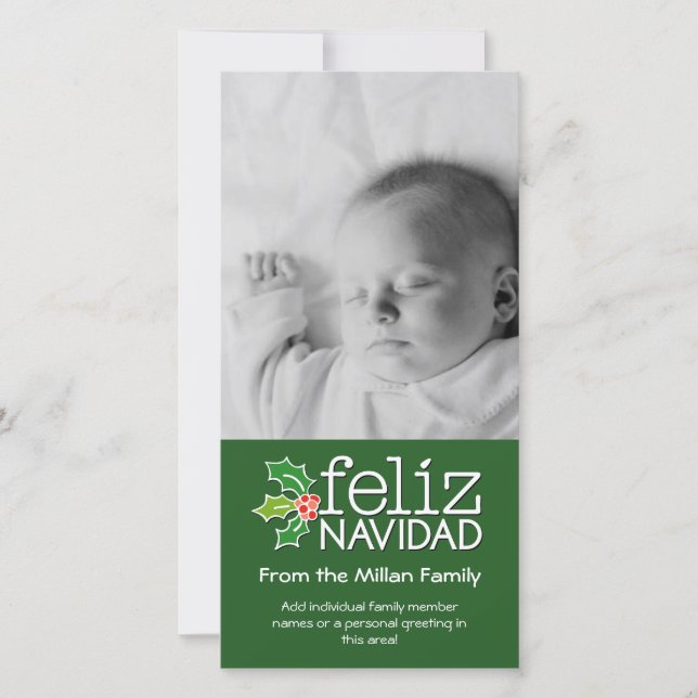 Cartes Pour Fêtes Annuelles Feliz Navidad - 1 photo verticale (Devant)