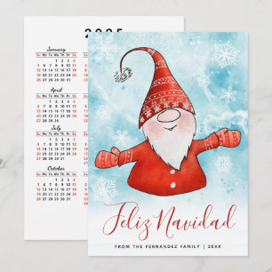 Cartes Pour Fêtes Annuelles Feliz Navidad 2025 Calendrier Nordic Gnome Noël