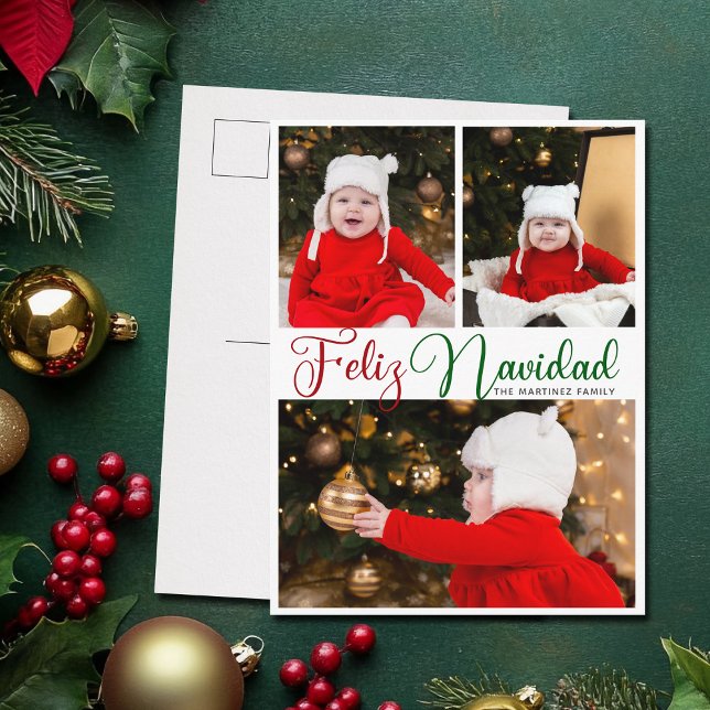 Cartes Pour Fêtes Annuelles Feliz Navidad 3 Photo Joli Noël espagnol (Créateur téléchargé)