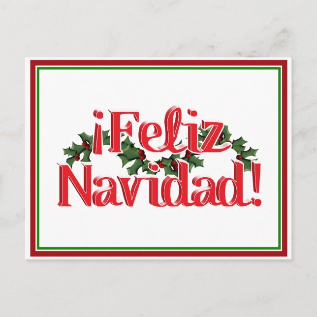 Cartes Pour Fêtes Annuelles Feliz Navidad avec Holly (Devant)