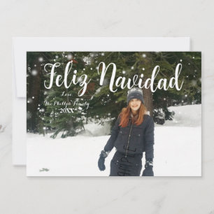 Cartes Pour Fêtes Annuelles FELIZ NAVIDAD Blanc Type Photo de vacances personn