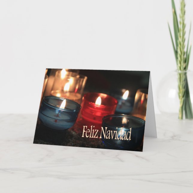 Cartes Pour Fêtes Annuelles Feliz Navidad Brûler des bougies Noël (Devant)