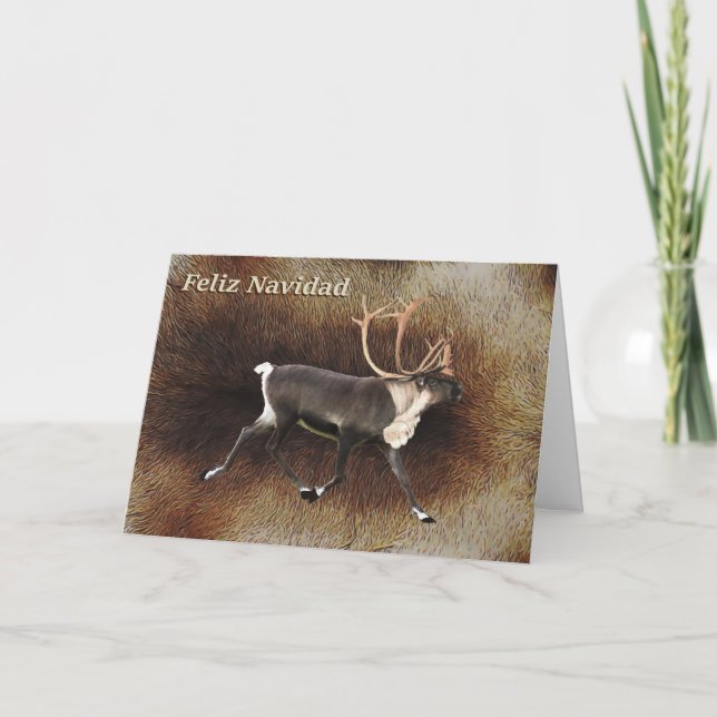 Cartes Pour Fêtes Annuelles Feliz Navidad - Bull Caribou (Reindeer) (Devant)