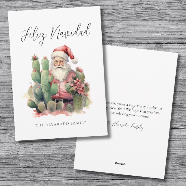 Cartes Pour Fêtes Annuelles Feliz Navidad Cactus Père Noël Noël (Feliz Navidad Cactus Santa Christmas Holiday Card)