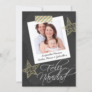 Cartes Pour Fêtes Annuelles Feliz Navidad Chalkboard Photo Cadre Et Bande