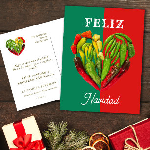 Cartes Pour Fêtes Annuelles Feliz Navidad Chili Peppers Heart
