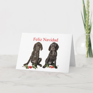 Cartes Pour Fêtes Annuelles Feliz Navidad Chiots allemands aux cheveux