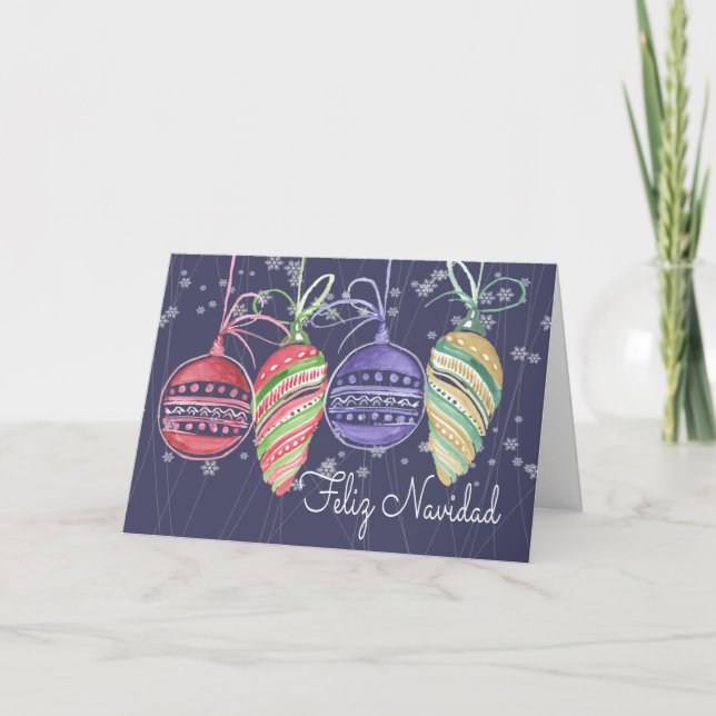 Cartes Pour Fêtes Annuelles Feliz Navidad Christmas Baubles (Devant)