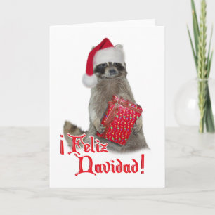 Cartes Pour Fêtes Annuelles Feliz Navidad - Christmas Raccoon Bandit