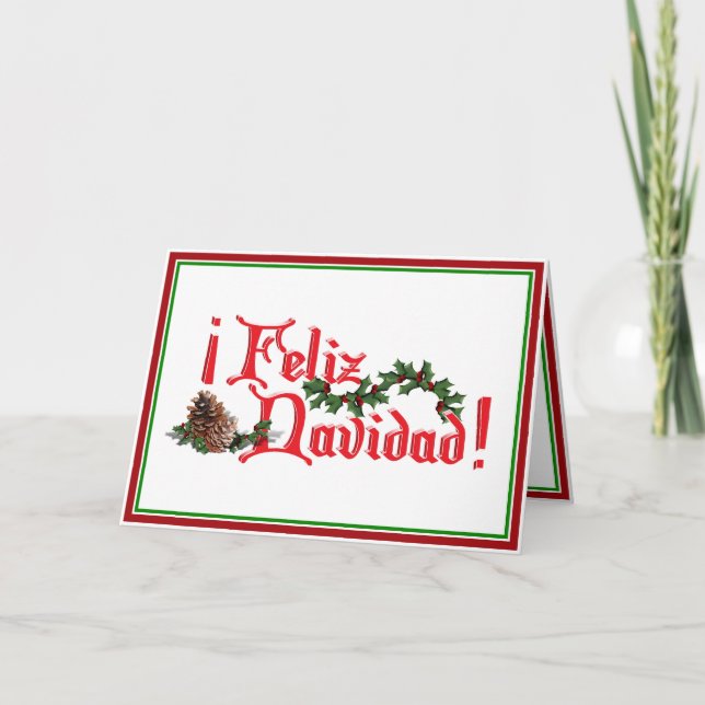 Cartes Pour Fêtes Annuelles Feliz Navidad Conception de texte avec des cônes d (Devant)