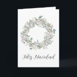 Cartes Pour Fêtes Annuelles Feliz Navidad, couronne espagnole de Noël<br><div class="desc">Chemise de Noël avec sainte et baies, aquarelle peinte à la main Faites ressortir votre courrier de vacances des cartes traditionnelles avec cette vintage couronne de Noël aquarelle peinte à la main. Joyeux Noël! Surprenez votre plus proche et le plus cher, vos amis, collègues, voisins ou même votre patron avec...</div>
