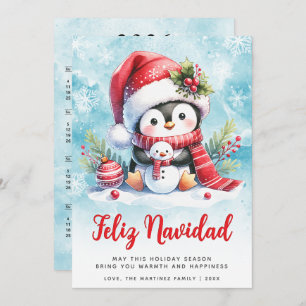 Cartes Pour Fêtes Annuelles Feliz Navidad Cute Penguin Noël espagnol