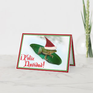 Cartes Pour Fêtes Annuelles Feliz Navidad - Dachage de grenouilles à travers l