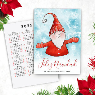 Cartes Pour Fêtes Annuelles Feliz Navidad Espagnol 2025 Calendrier Gnome
