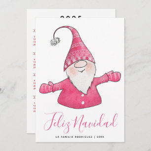Cartes Pour Fêtes Annuelles Feliz Navidad Espagnol 2025 Calendrier Rose blanc