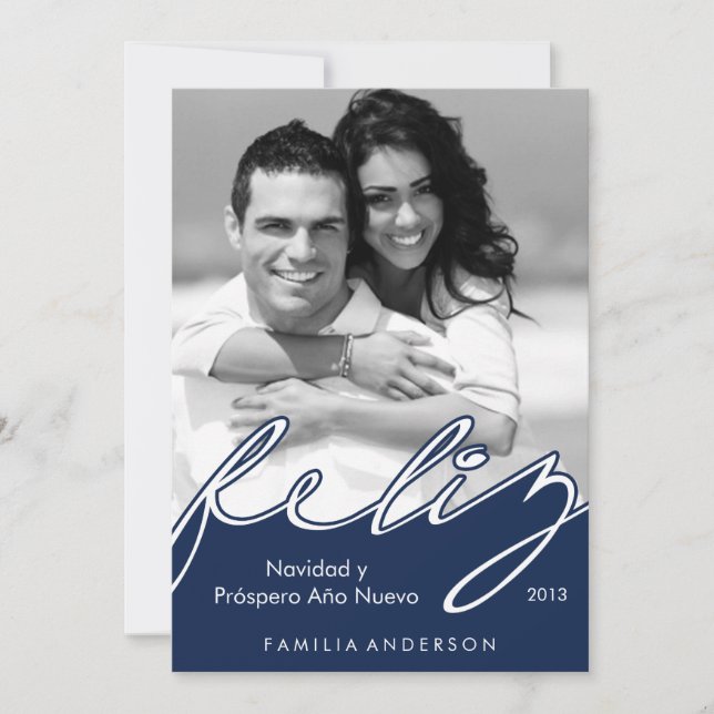 Cartes Pour Fêtes Annuelles Feliz Navidad Espagnol Joyeuses Fêtes {blue} (Devant)