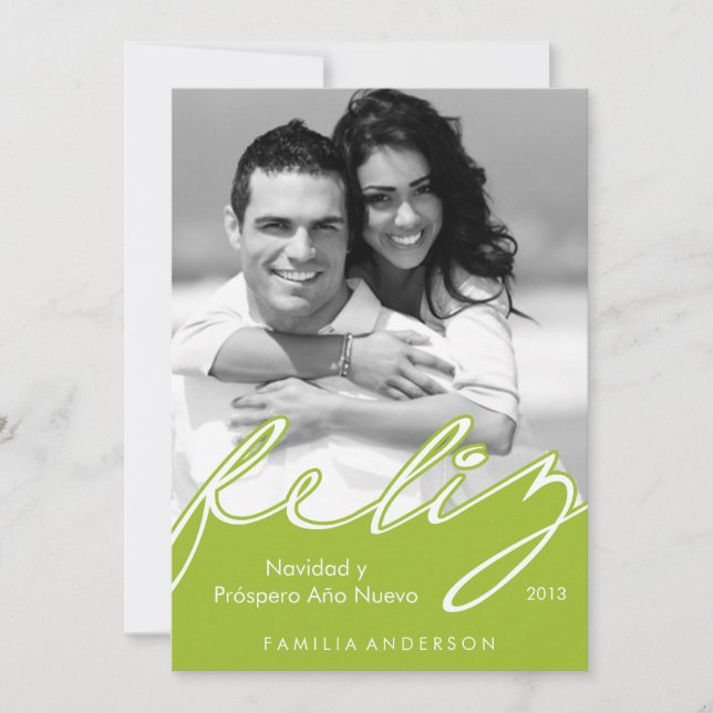 Cartes Pour Fêtes Annuelles Feliz Navidad Espagnol Joyeuses Fêtes {green} (Devant)