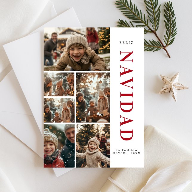 Cartes Pour Fêtes Annuelles Feliz Navidad Famille de Noël espagnole 6 Photo (Créateur téléchargé)