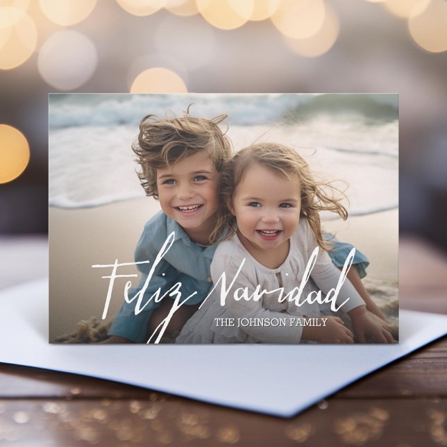 Cartes Pour Fêtes Annuelles Feliz Navidad - Joyeux Noël moderne photo complète (Unique Photo Card)