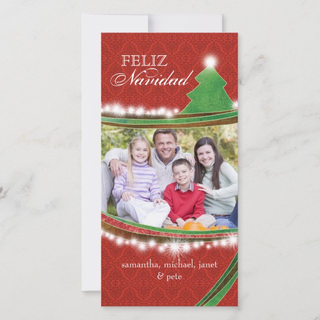 Cartes Pour Fêtes Annuelles Feliz Navidad Joyous Christmas Family Photo (Devant)