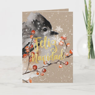 Cartes Pour Fêtes Annuelles Feliz Navidad Kraft Papier Épervier d'hiver