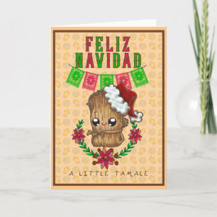 Cartes Pour Fêtes Annuelles Feliz Navidad - Little Tamale (jaune) Bi-lingual