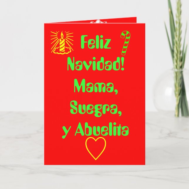 Cartes Pour Fêtes Annuelles Feliz Navidad ! Maman, Suegra, y Abuelita (Devant)