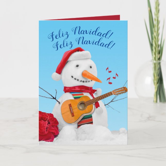 Cartes Pour Fêtes Annuelles Feliz Navidad Mariachi Chanteur de Noël Snowman (Devant)