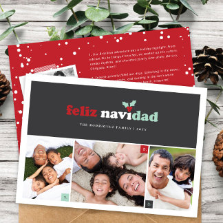 Cartes Pour Fêtes Annuelles Feliz Navidad Minimaliste Blocs 3 Photo Noël