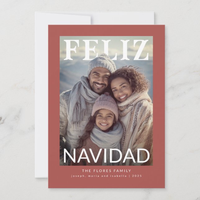 Cartes Pour Fêtes Annuelles Feliz Navidad Modern Snowflake Photo (Devant)