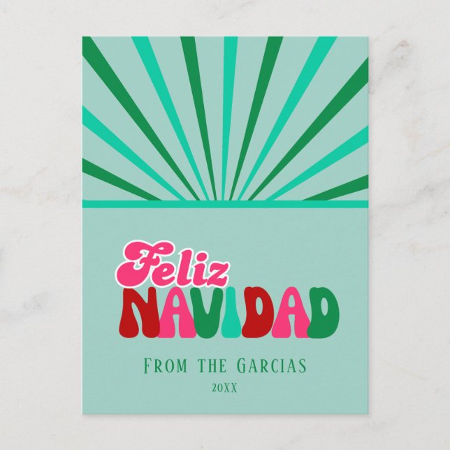 Cartes Pour Fêtes Annuelles Feliz Navidad - Non Photo personnalisée aqua (Devant)