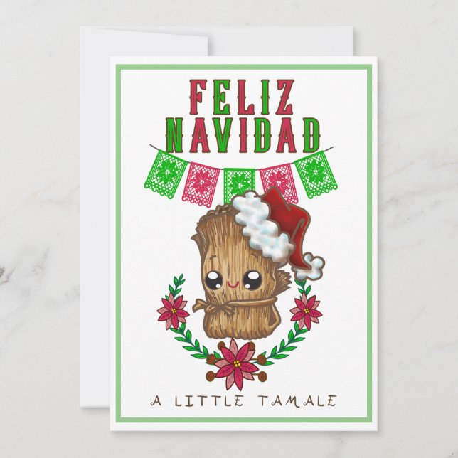 Cartes Pour Fêtes Annuelles Feliz Navidad - Petit Tamale Texte Espagnol/Anglai (Devant)