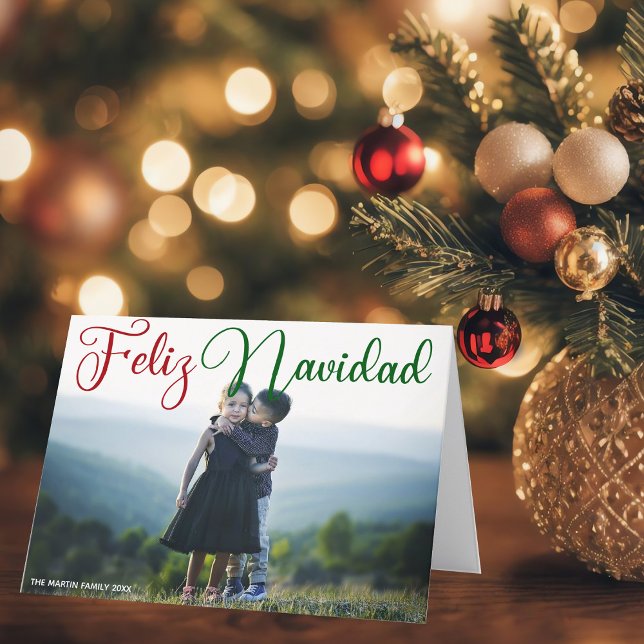 Cartes Pour Fêtes Annuelles Feliz Navidad Photo Beau Noël espagnol (Créateur téléchargé)