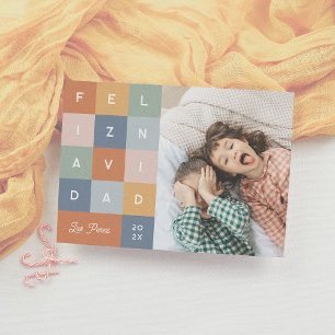 Cartes Pour Fêtes Annuelles Feliz Navidad Postal Colorida y Moderna Con Foto