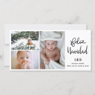 Cartes Pour Fêtes Annuelles Feliz Navidad Script manuscrit photo de vacances