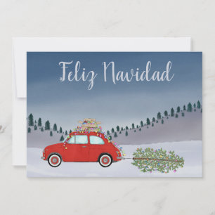Cartes Pour Fêtes Annuelles Feliz Navidad Spanish Christmas Red Fiat 500