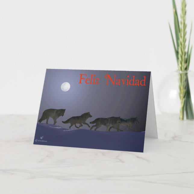 Cartes Pour Fêtes Annuelles Feliz Navidad - Wolfpack (Devant)