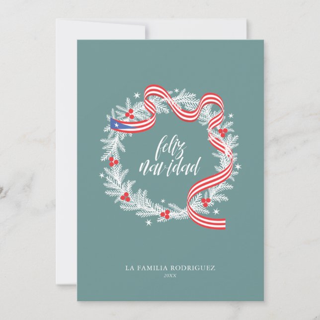 Cartes Pour Fêtes Annuelles Feliz Navidad Wreath Photo Appartement Holiday Car (Devant)