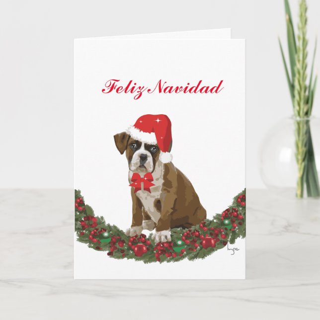 Cartes Pour Fêtes Annuelles Felize Navidad lindo perro festivo (Devant)