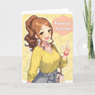 Cartes Pour Fêtes Annuelles Femme Anime Enseignante Favorite