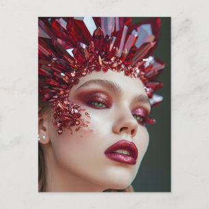 Cartes Pour Fêtes Annuelles Femme au Masque de Cristal Orné de Cristaux Minéra