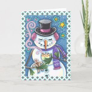 CARTES POUR FÊTES ANNUELLES FEMME DE NEIGE, GINGERPREAD MAN, CHOCOLAT CHAUD MU