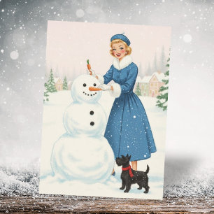 Cartes Pour Fêtes Annuelles Femme de Noël rétro vintage avec Scotty Dog