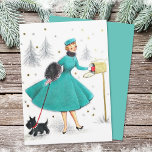 Cartes Pour Fêtes Annuelles Femme de Noël rétro vintage avec Scotty Dog<br><div class="desc">Femme De Noël Rétro vintage Avec Carte De Vacances Scotty Chien.</div>