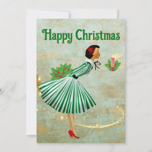 Cartes Pour Fêtes Annuelles Femme de Noël vintage 1950