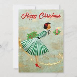 Cartes Pour Fêtes Annuelles Femme de Noël vintage 1950