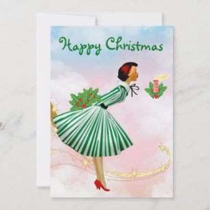 Cartes Pour Fêtes Annuelles Femme de Noël vintage 1950