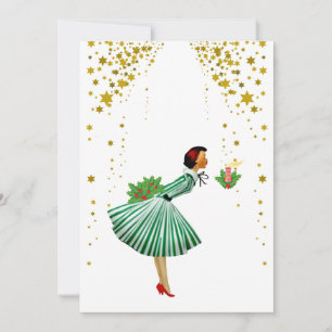 Cartes Pour Fêtes Annuelles Femme de Noël vintage soufflant une bougie